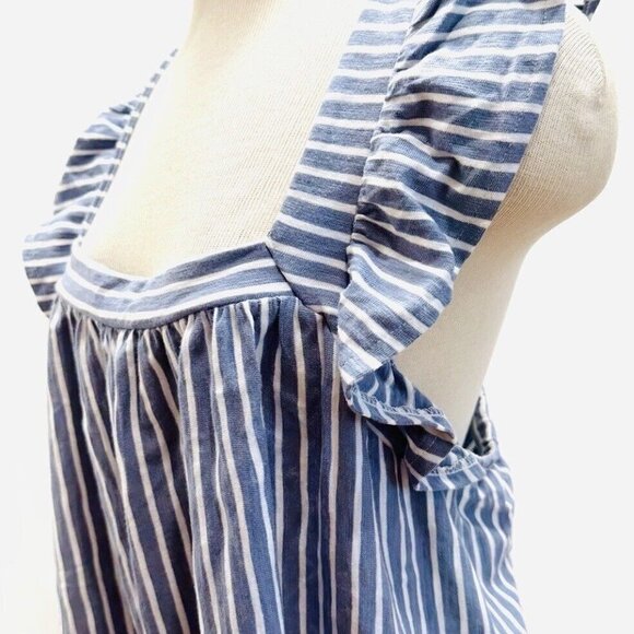 NWT LAUREN CONRAD Women Sleeveless Pullover Square Neck Striped Blue Shirt Sz O - Picture 5 of 14